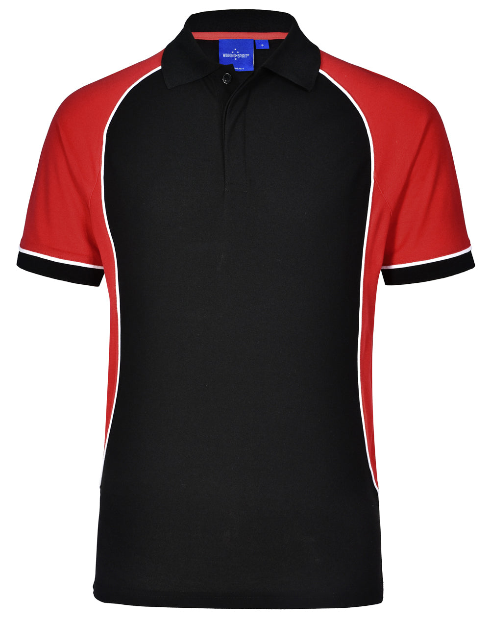 Men's TrueDry Tri-colour S/S Pique Polo - Black/White/Red