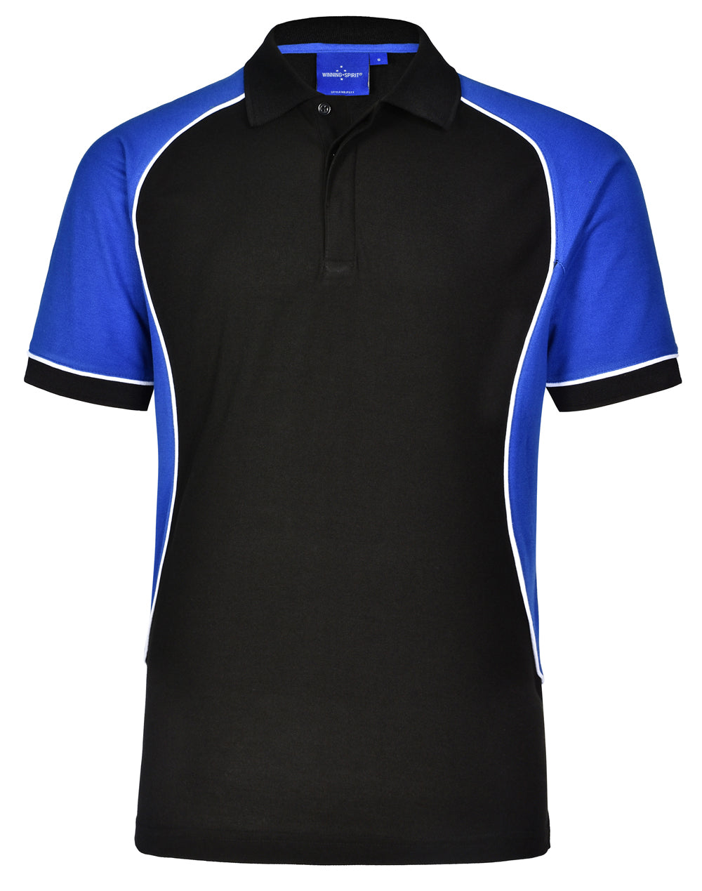 Kids' TrueDry Tri-colour S/S Pique Polo - Black/White/Royal