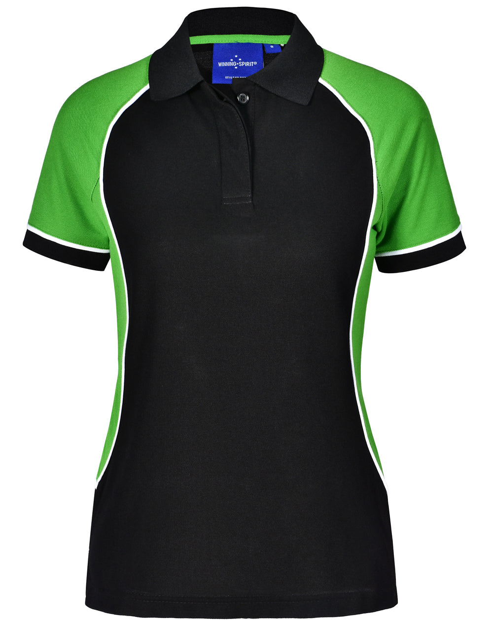 Ladies' TrueDry Tri-colour S/S Pique Polo - Black/White/Green