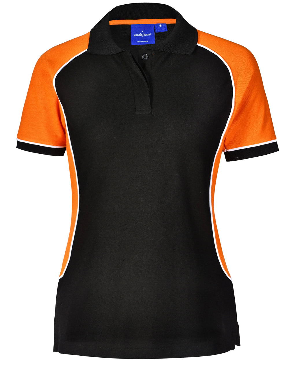 Ladies' TrueDry Tri-colour S/S Pique Polo - Black/White/Orange