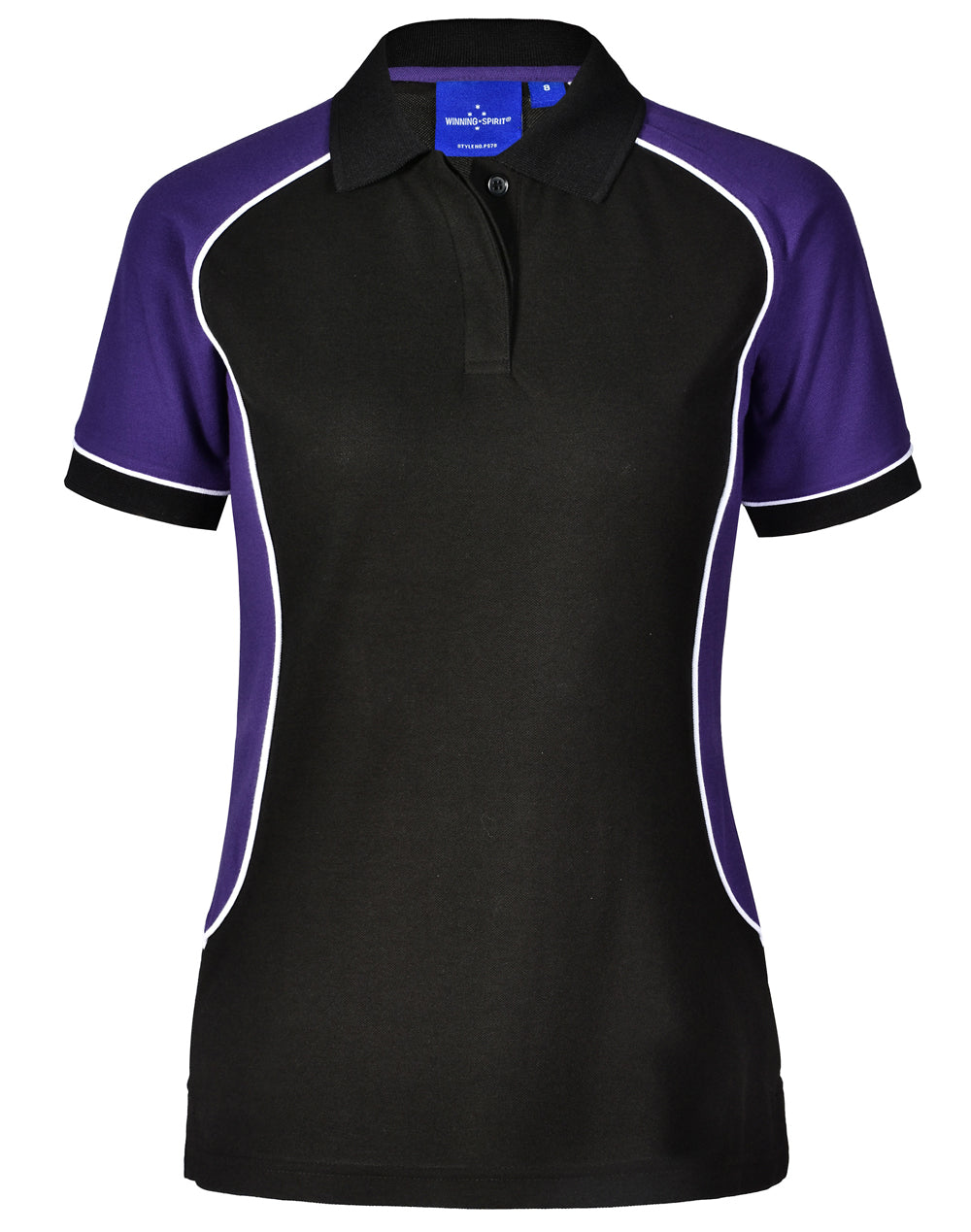 Ladies' TrueDry Tri-colour S/S Pique Polo - Black/White/Purple
