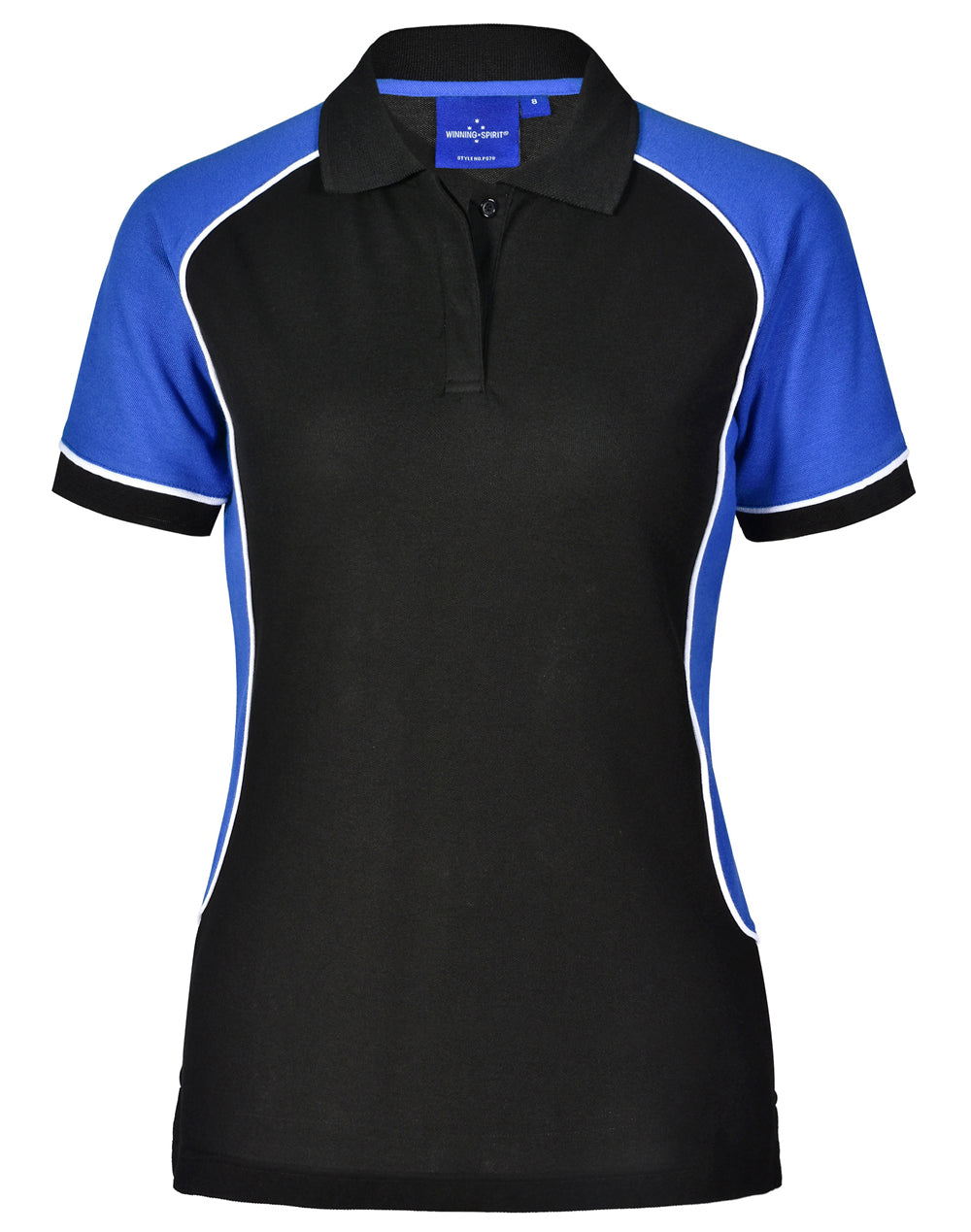 Ladies' TrueDry Tri-colour S/S Pique Polo - Black/White/Royal