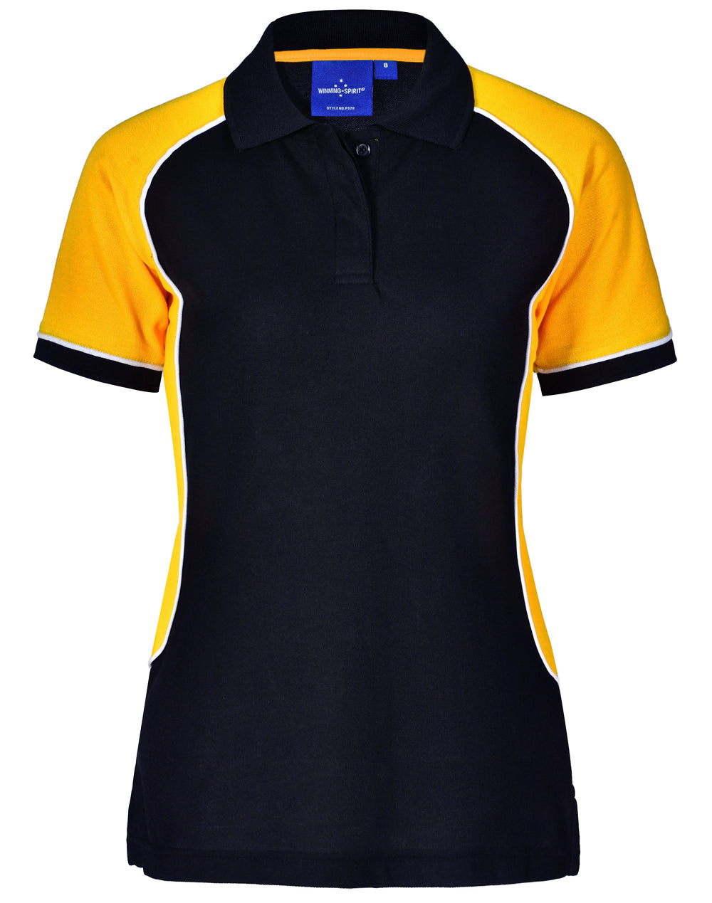 Ladies' TrueDry Tri-colour S/S Pique Polo - Navy/White/Gold