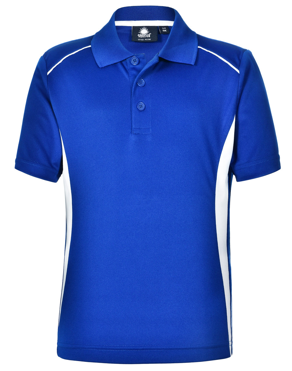 Kids' Cooldry S/S Contrast Interlock Polo - Royal/White
