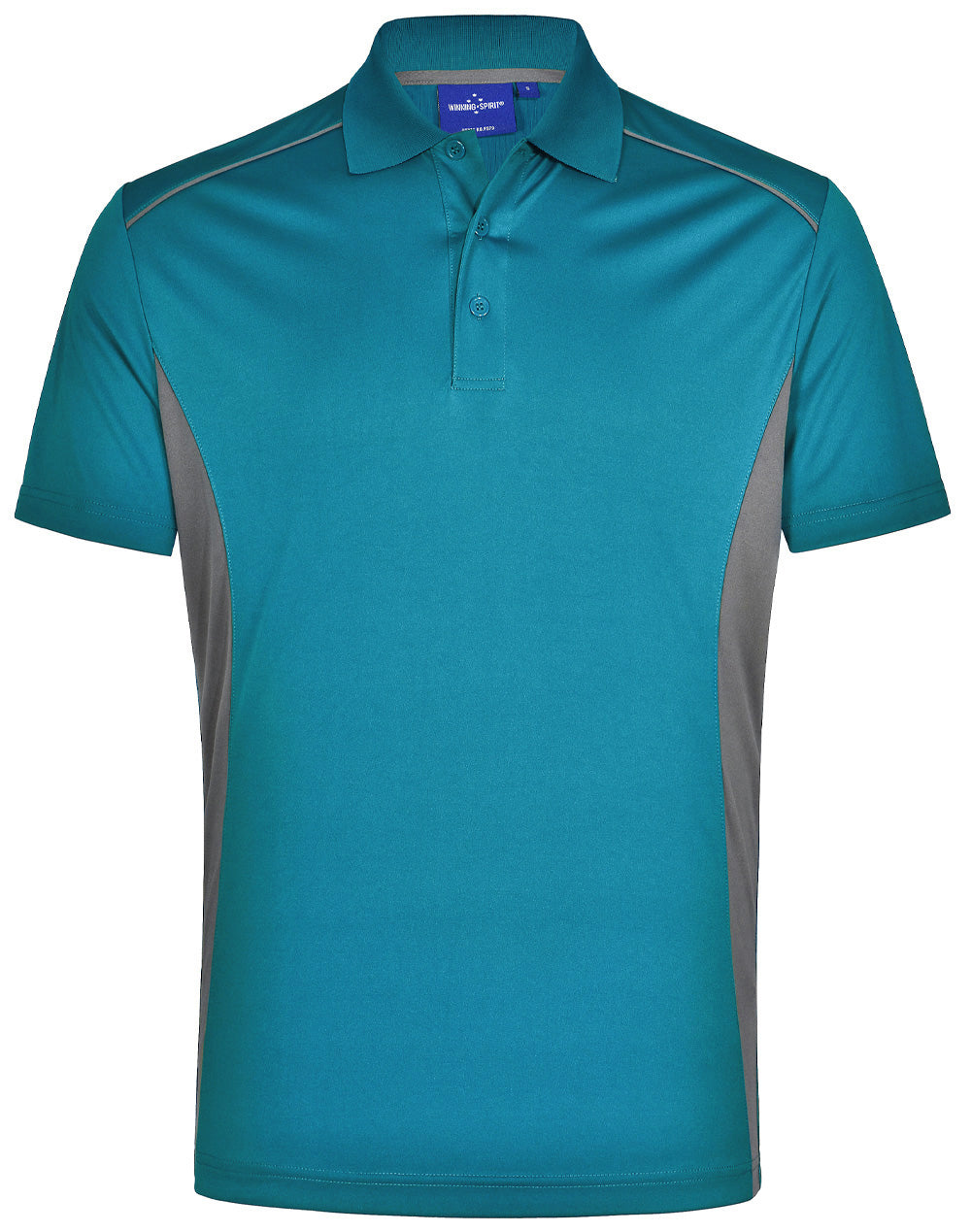 Men's Cooldry S/S Contrast Interlock Polo - Aegean Blue/Ash