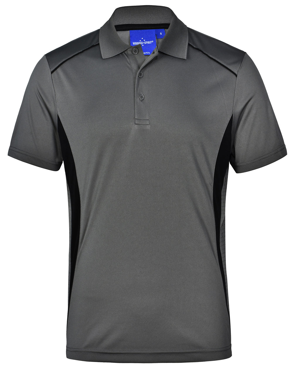 Men's Cooldry S/S Contrast Interlock Polo - Ash/Black