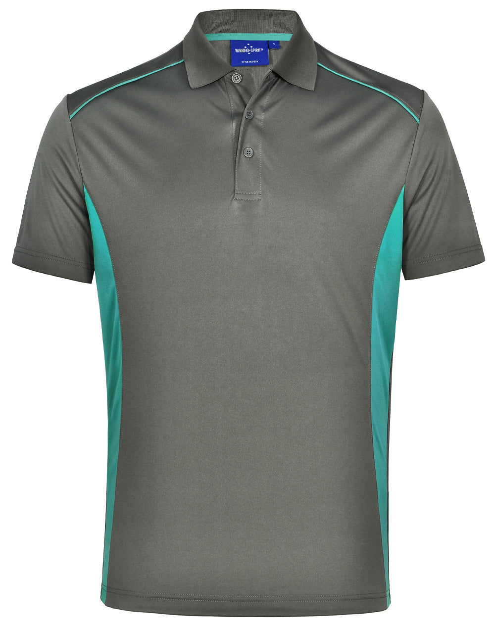Men's Cooldry S/S Contrast Interlock Polo - Ash/Teal