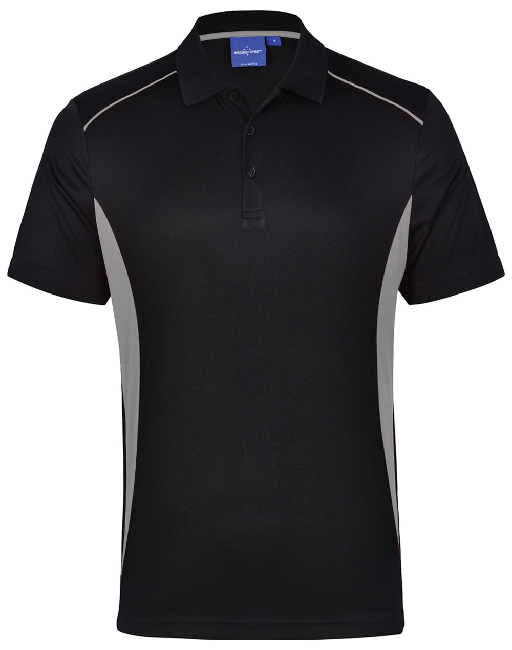 Men's Cooldry S/S Contrast Interlock Polo - Black/Ash