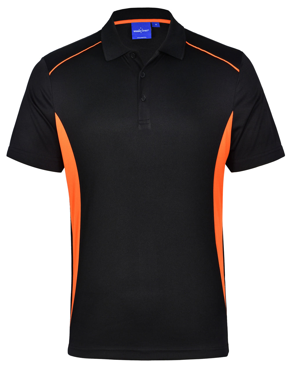 Men's Cooldry S/S Contrast Interlock Polo - Black/Orange