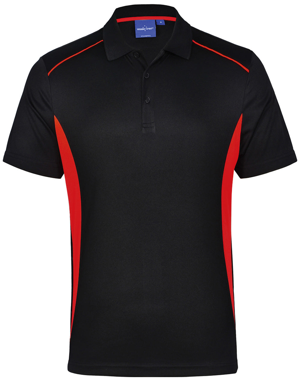 Men's Cooldry S/S Contrast Interlock Polo - Black/Red
