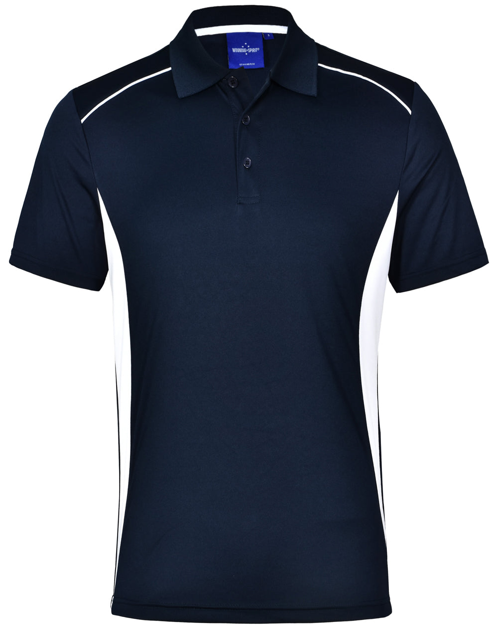 Men's Cooldry S/S Contrast Interlock Polo - Navy/White