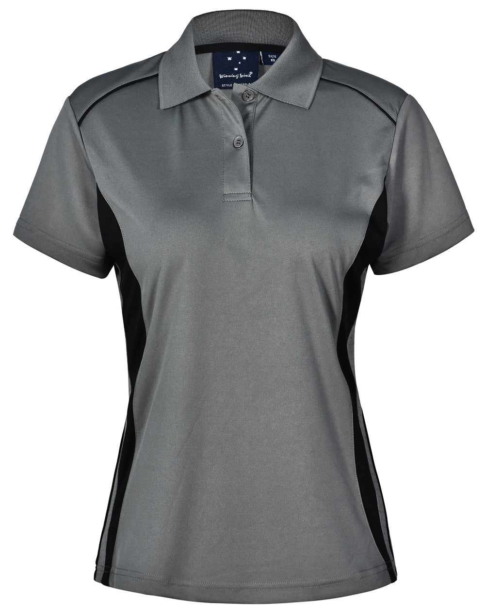 Ladies' Cooldry S/S Contrast Interlock Polo - Ash/Black