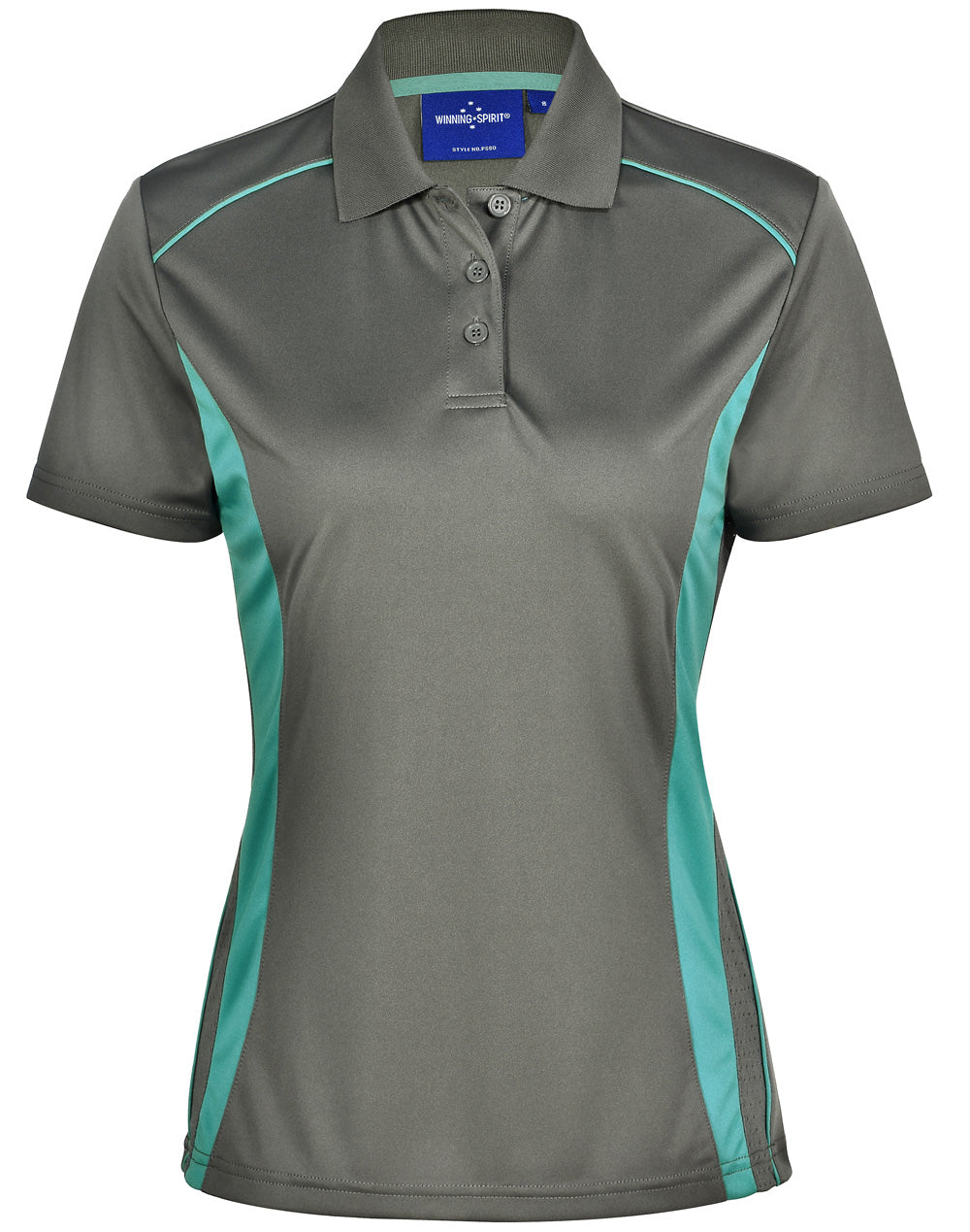 Ladies' Cooldry S/S Contrast Interlock Polo - Ash/Teal
