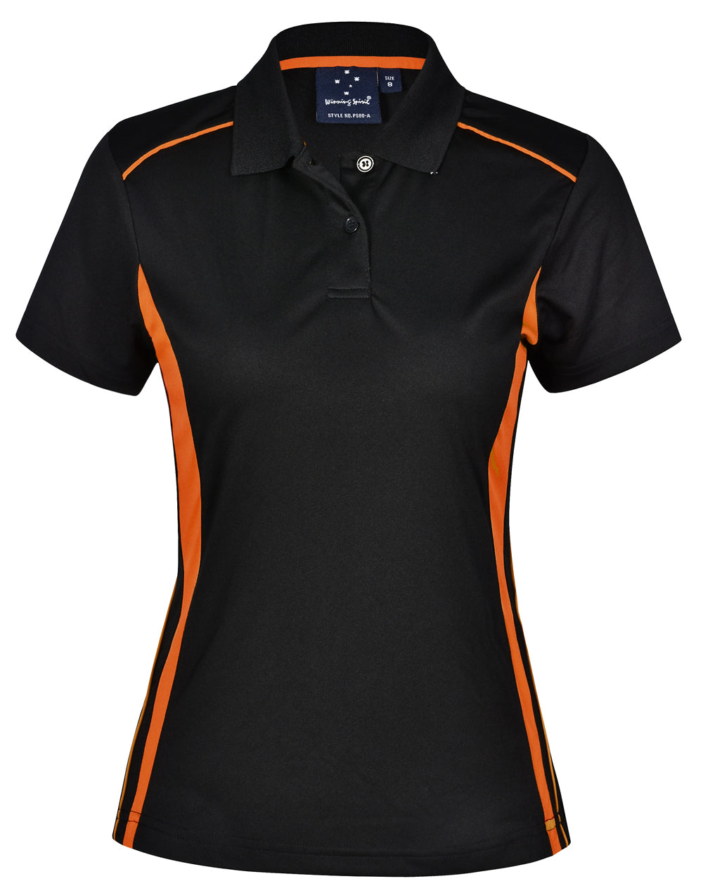 Ladies' Cooldry S/S Contrast Interlock Polo - Black/Orange
