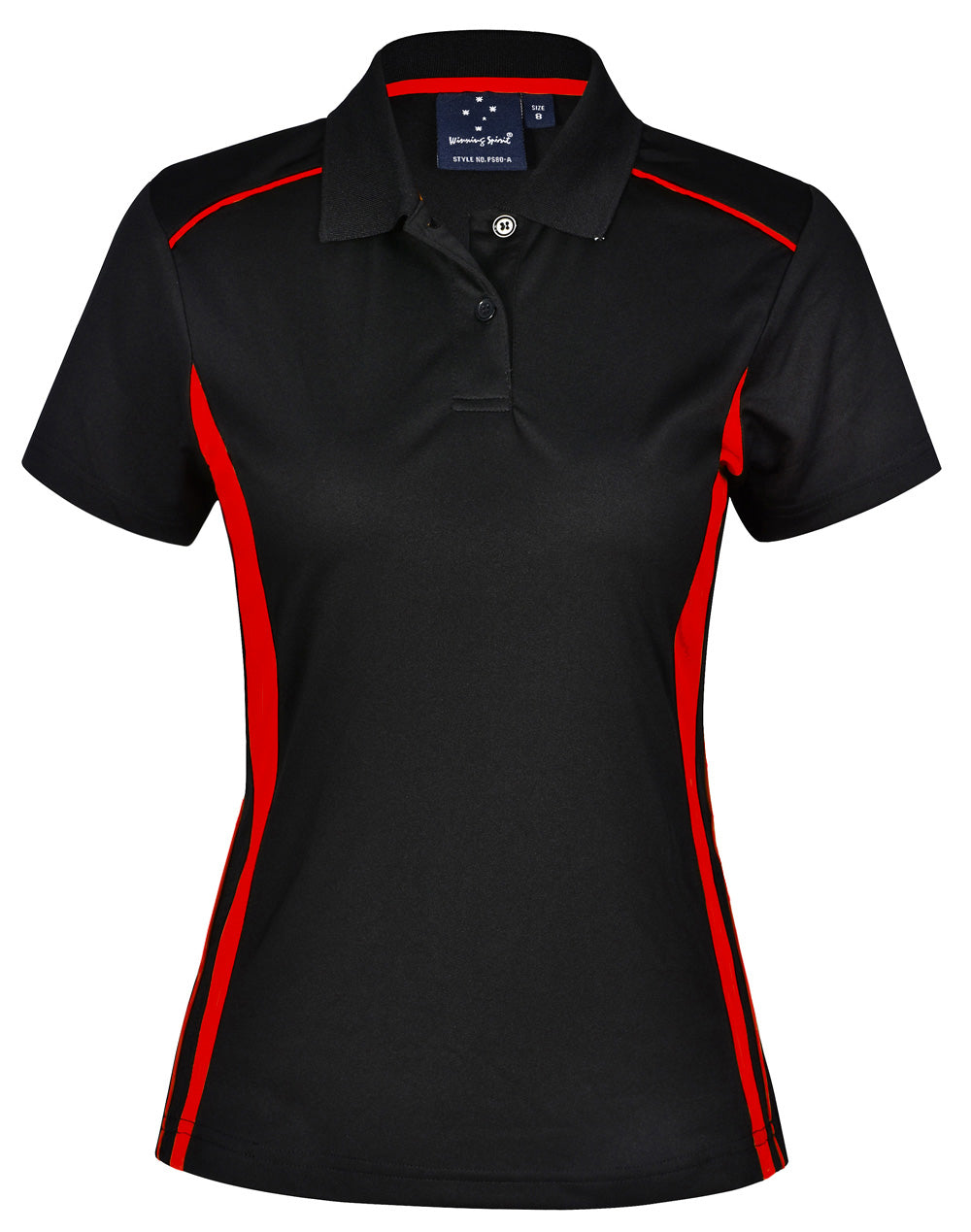 Ladies' Cooldry S/S Contrast Interlock Polo - Black/Red