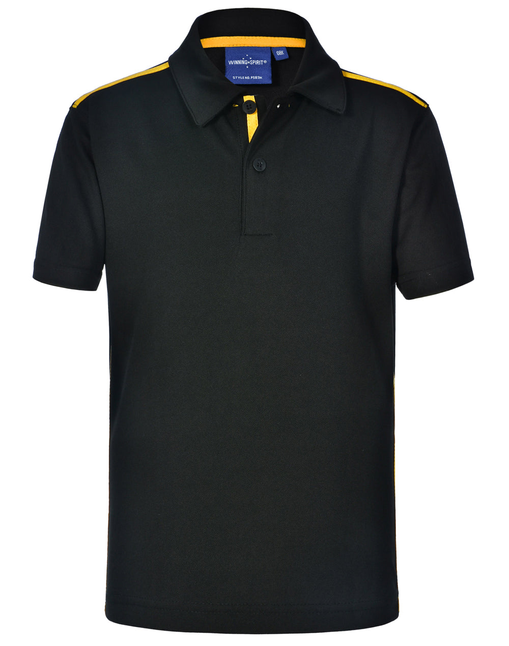 Kids' Ultra Dry Short Sleeve Contrast Polo - Black/Gold
