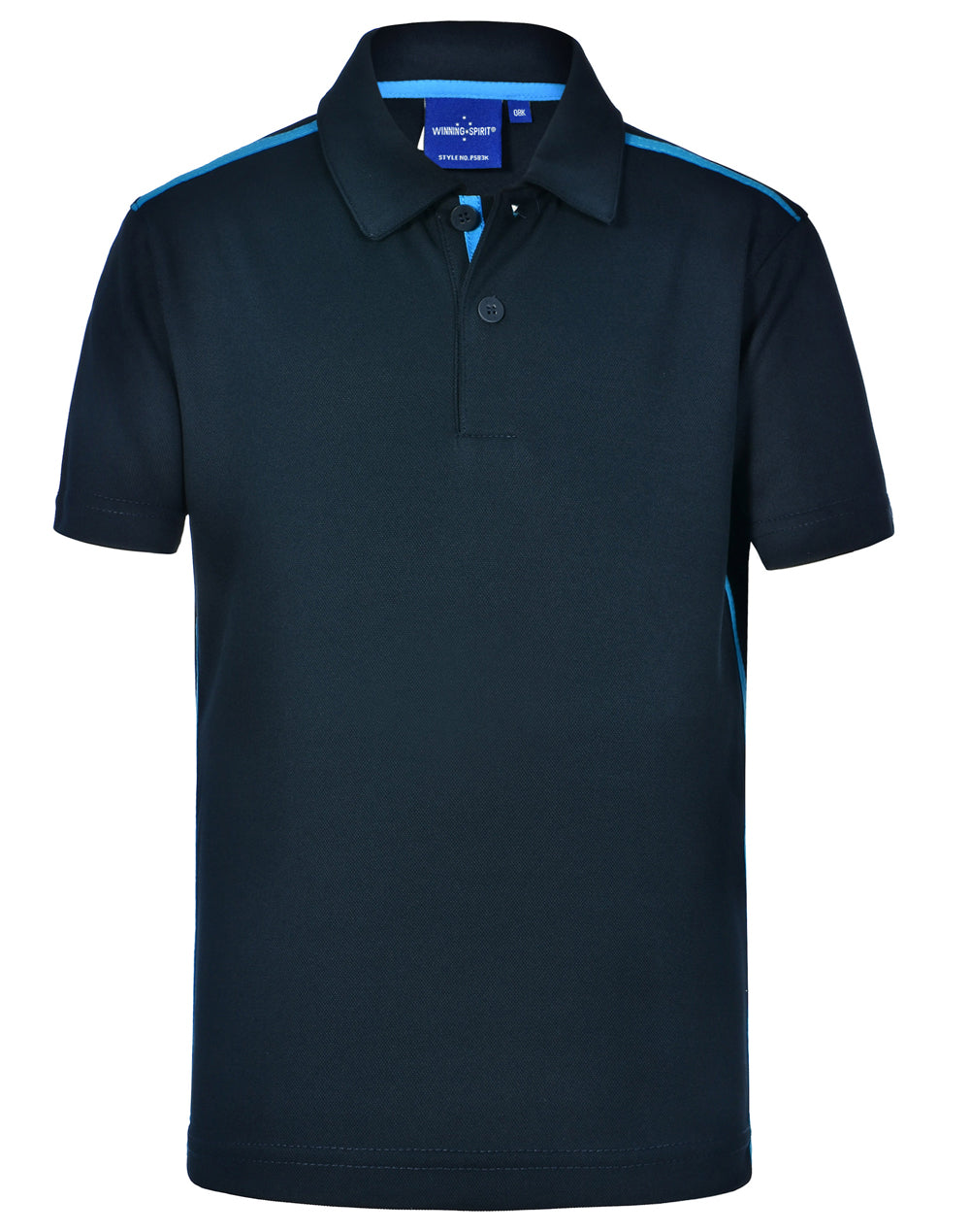 Kids' Ultra Dry Short Sleeve Contrast Polo - Navy/Cyan