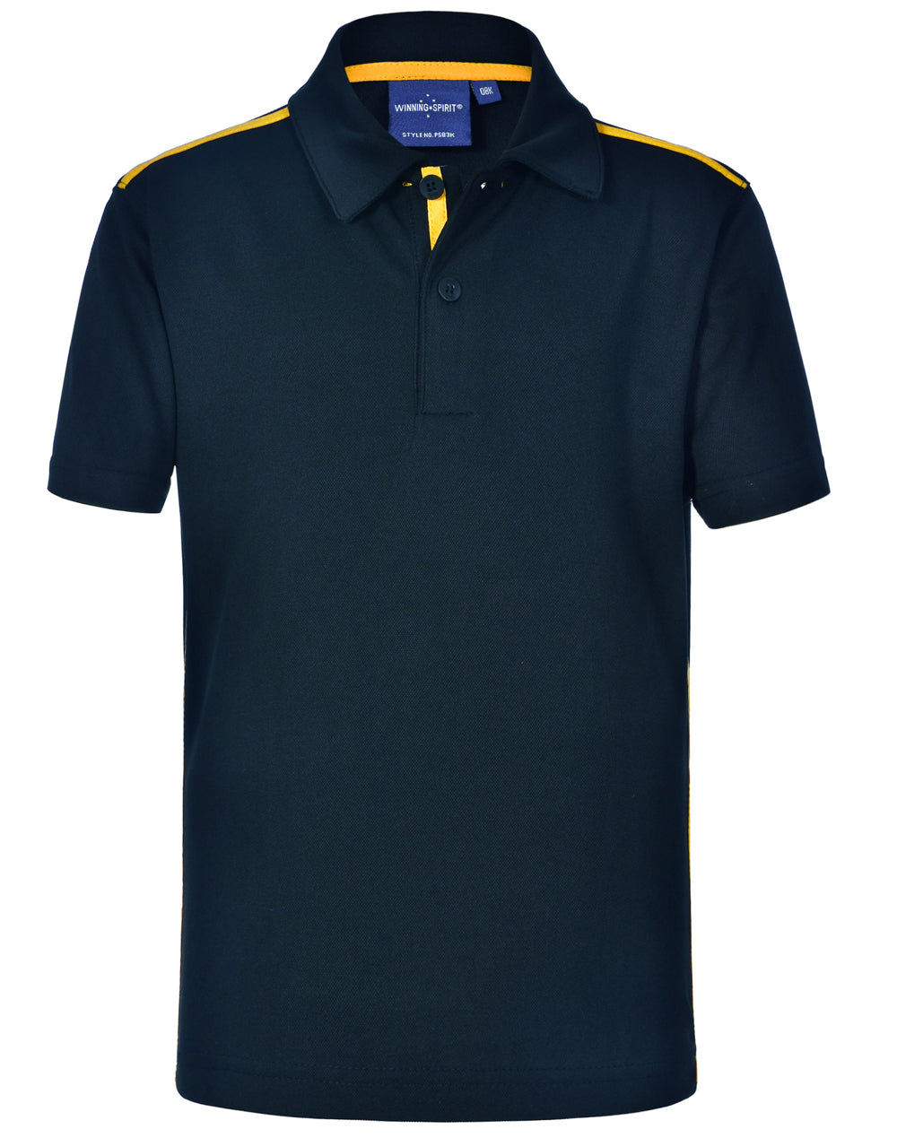 Kids' Ultra Dry Short Sleeve Contrast Polo - Navy/Gold