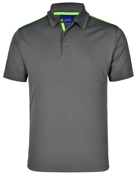 Men's rapid cool short sleeve contrast polo - Ash/Lime