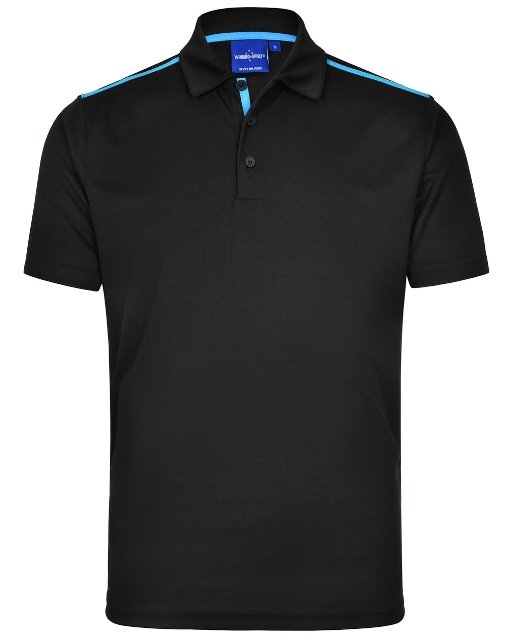 Men's rapid cool short sleeve contrast polo - Black/Cyan
