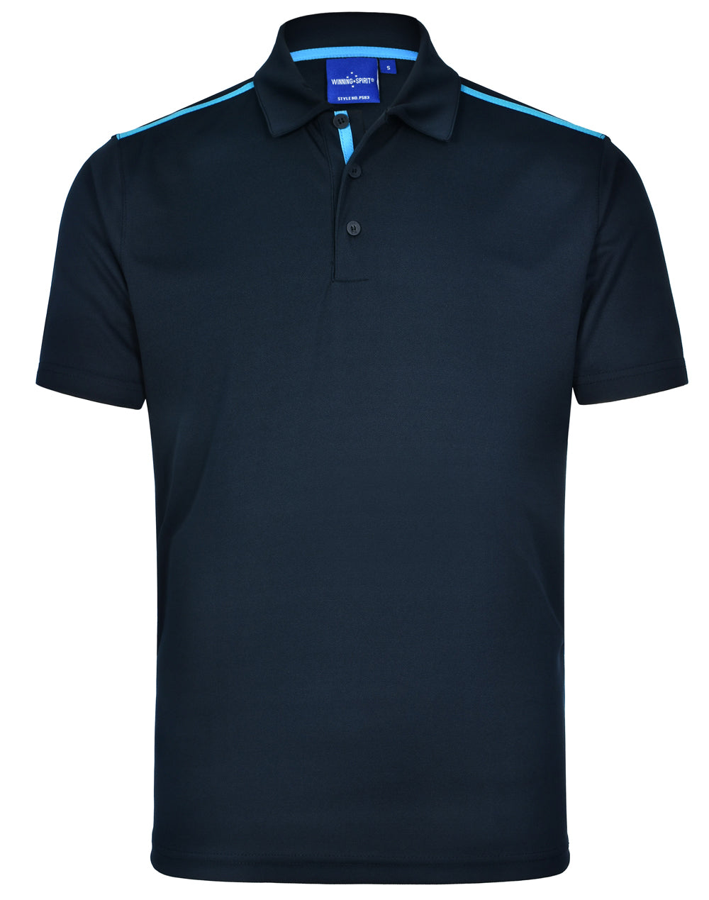Men's rapid cool short sleeve contrast polo - Navy/Cyan