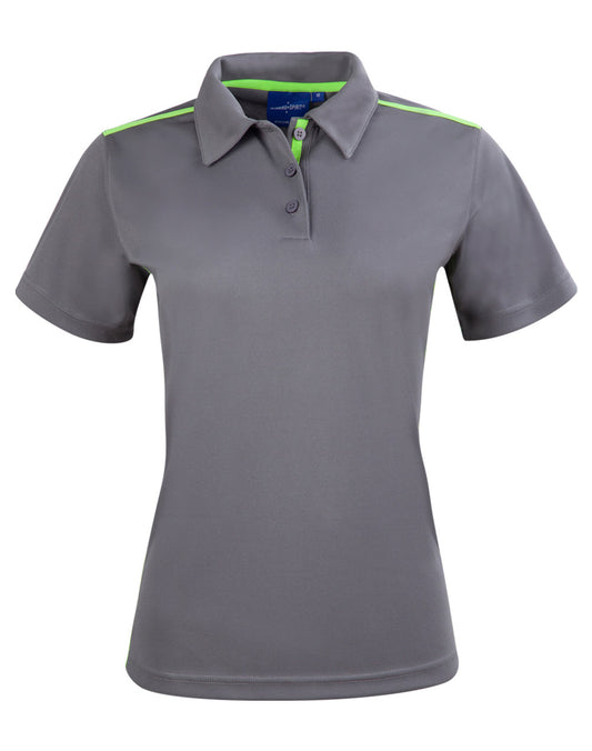 Ladies' rapid cool short sleeve contrast polo - Ash/Lime