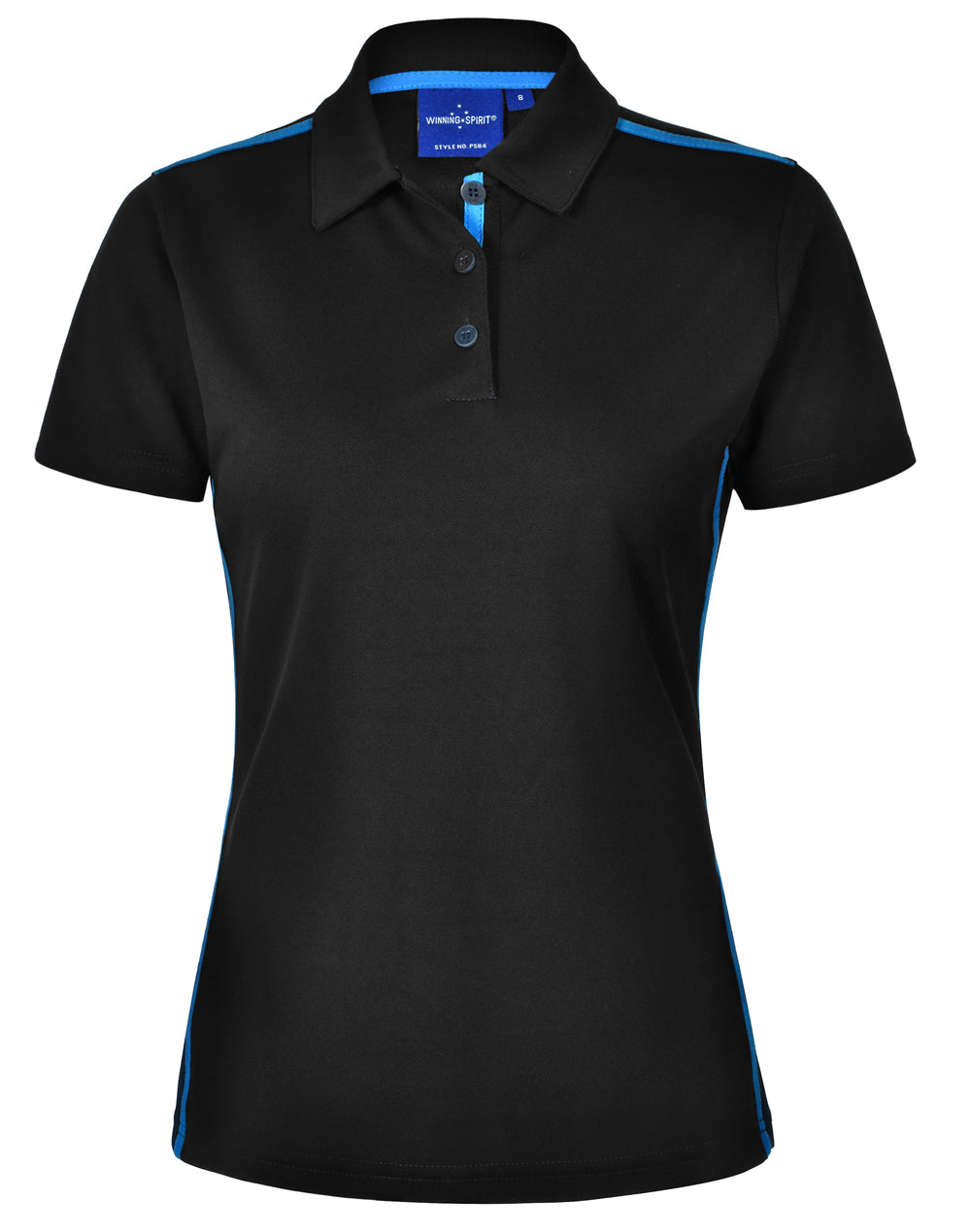 Ladies' rapid cool short sleeve contrast polo - Black/Cyan