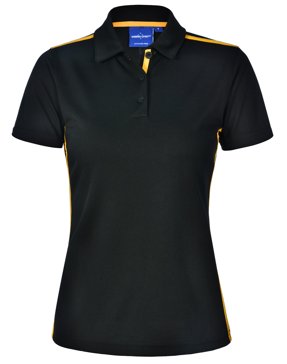 Ladies' rapid cool short sleeve contrast polo - Black/Gold