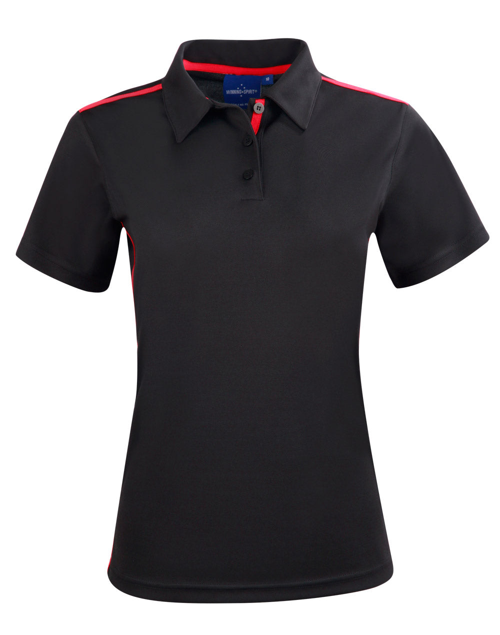 Ladies' rapid cool short sleeve contrast polo - Black/Red