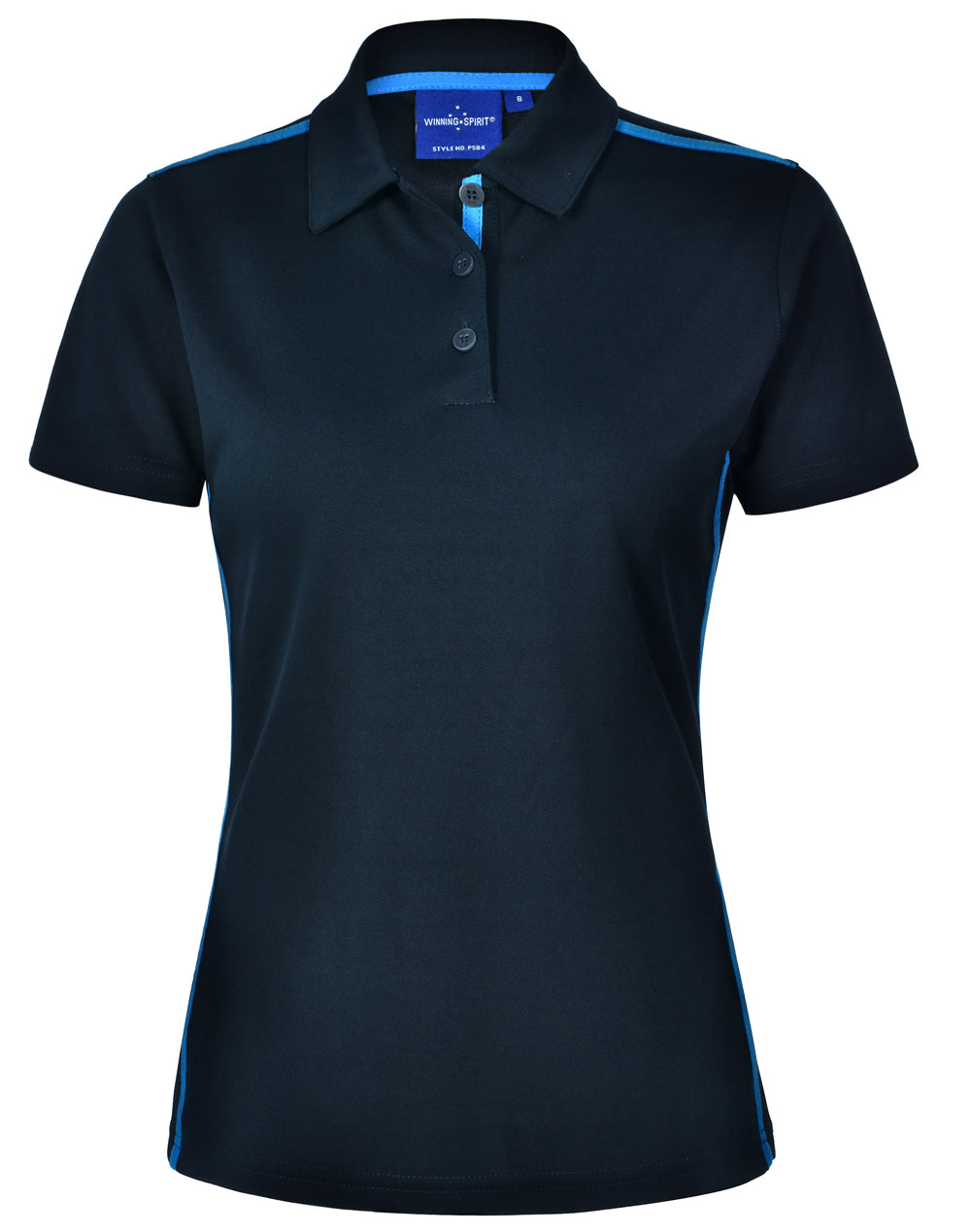 Ladies' rapid cool short sleeve contrast polo - Navy/Cyan