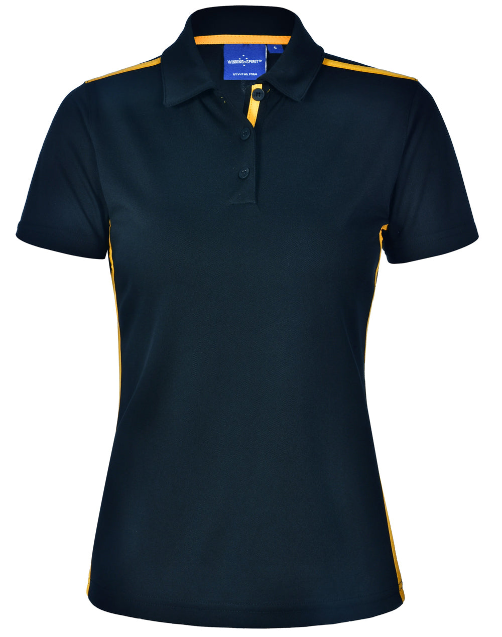 Ladies' rapid cool short sleeve contrast polo - Navy/Gold