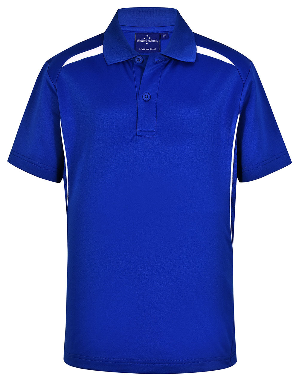 Kids' Sustainable Poly/Cotton Contrast S/S Polo - Electric Blue/White