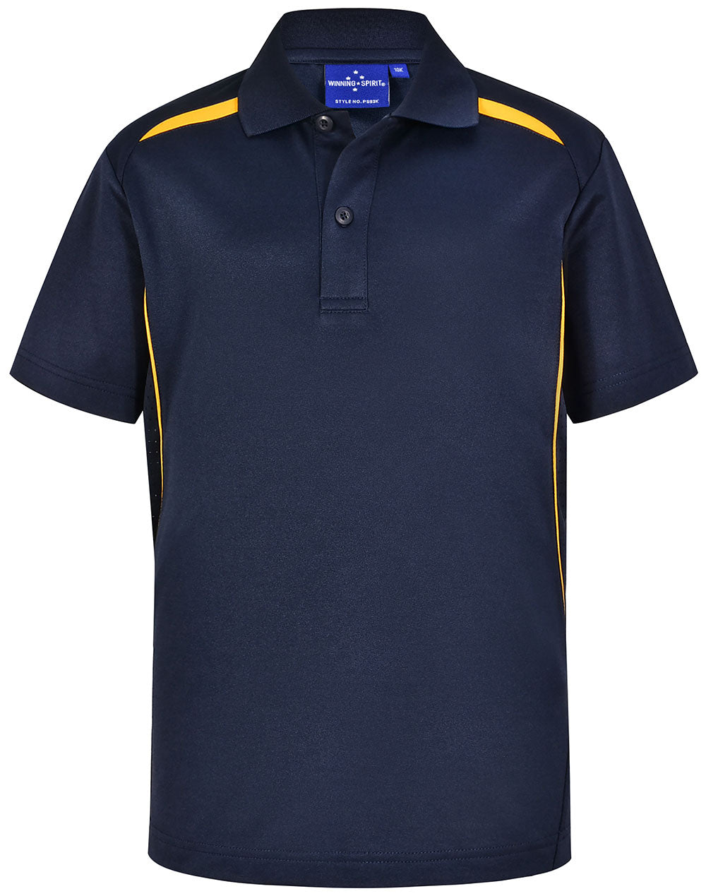 Kids' Sustainable Poly/Cotton Contrast S/S Polo - Navy/Gold