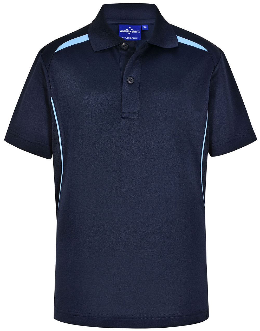 Kids' Sustainable Poly/Cotton Contrast S/S Polo - Navy/Skyblue