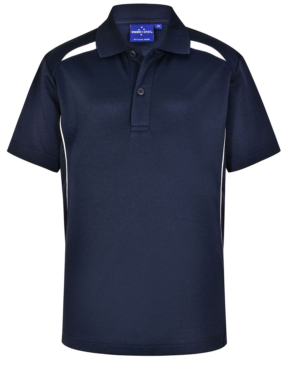 Kids' Sustainable Poly/Cotton Contrast S/S Polo - Navy/White