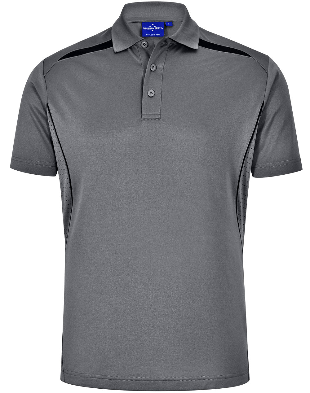 Men's Sustainable Poly/Cotton Contrast S/S Polo - Ash/Black