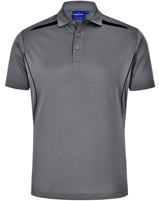 Men's Sustainable Poly/Cotton Contrast S/S Polo - Ash/Black