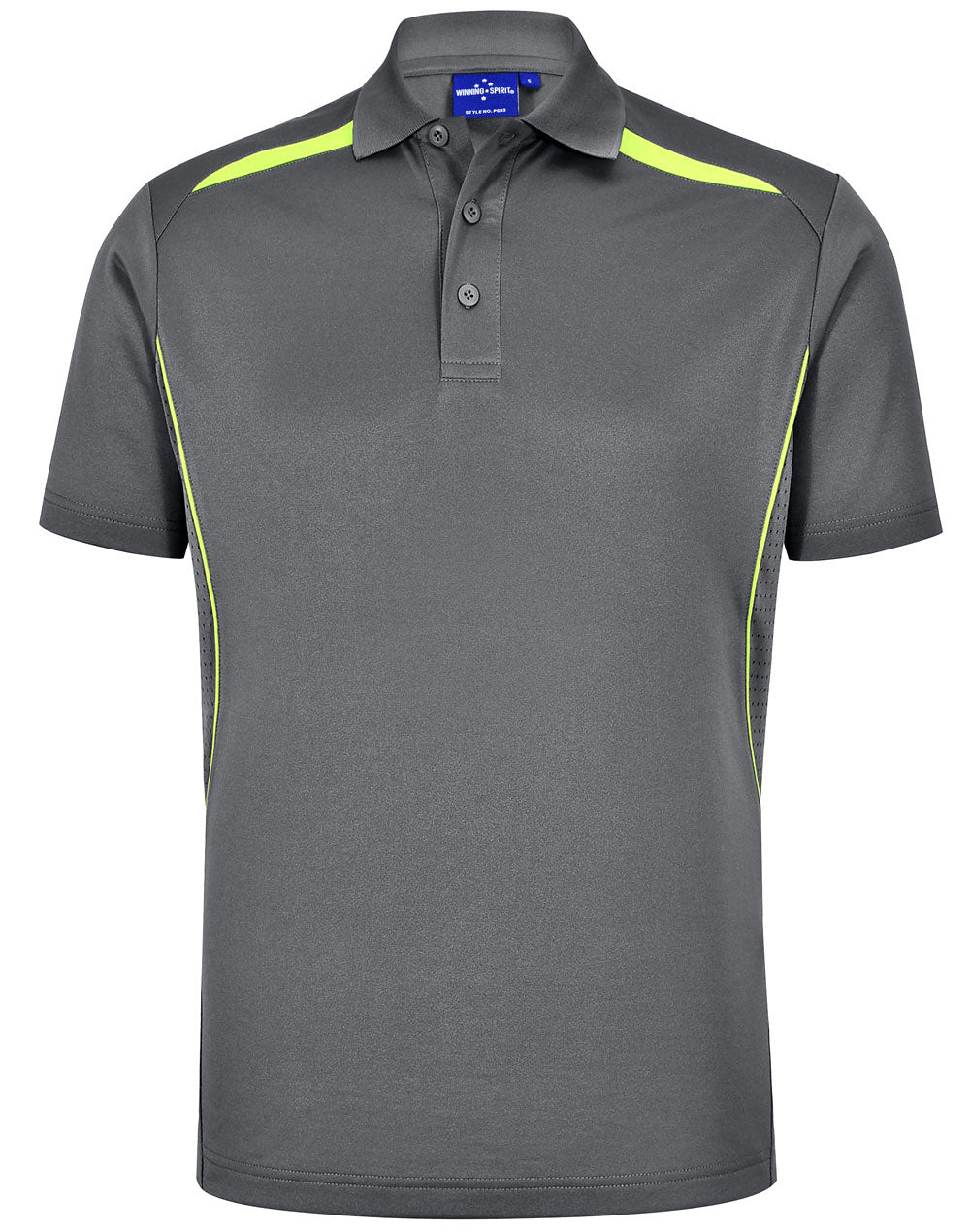 Men's Sustainable Poly/Cotton Contrast S/S Polo - Ash/Lime