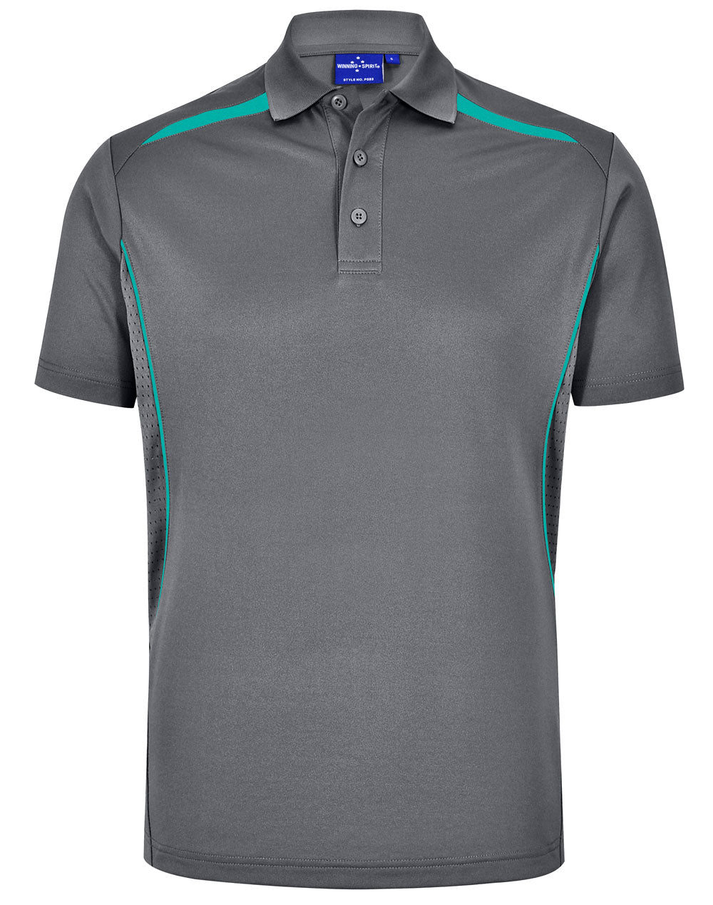 Men's Sustainable Poly/Cotton Contrast S/S Polo - Ash/Teal