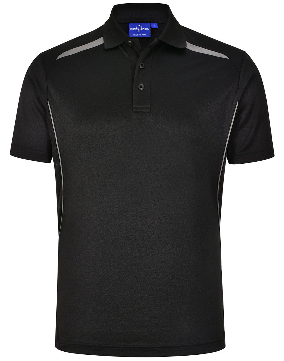 Men's Sustainable Poly/Cotton Contrast S/S Polo - Black/Ash