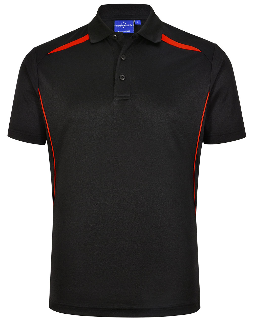 Men's Sustainable Poly/Cotton Contrast S/S Polo - Black/Red