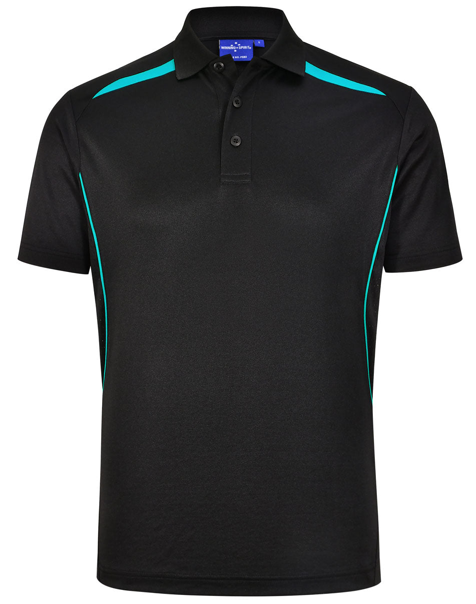 Men's Sustainable Poly/Cotton Contrast S/S Polo - Black/Teal
