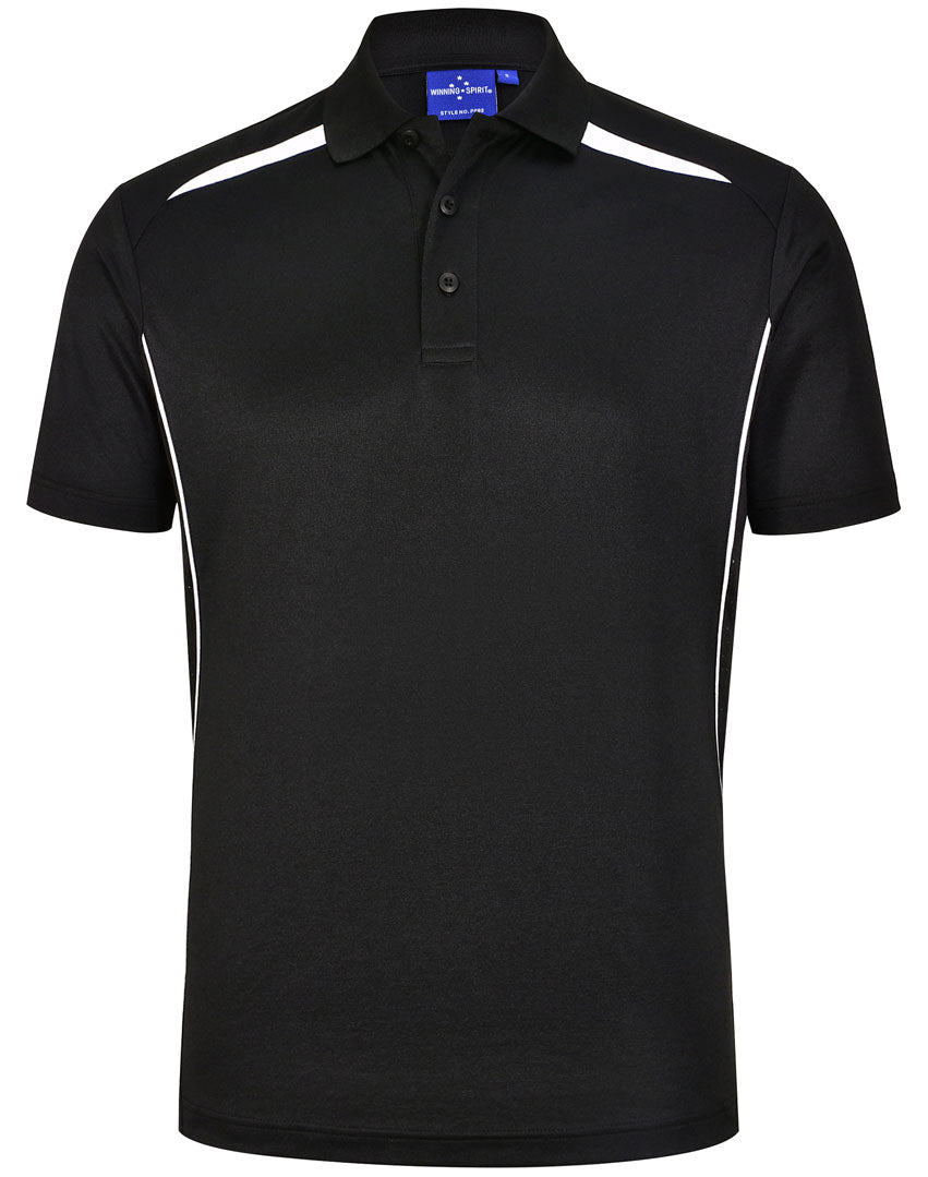 Men's Sustainable Poly/Cotton Contrast S/S Polo - Black/White