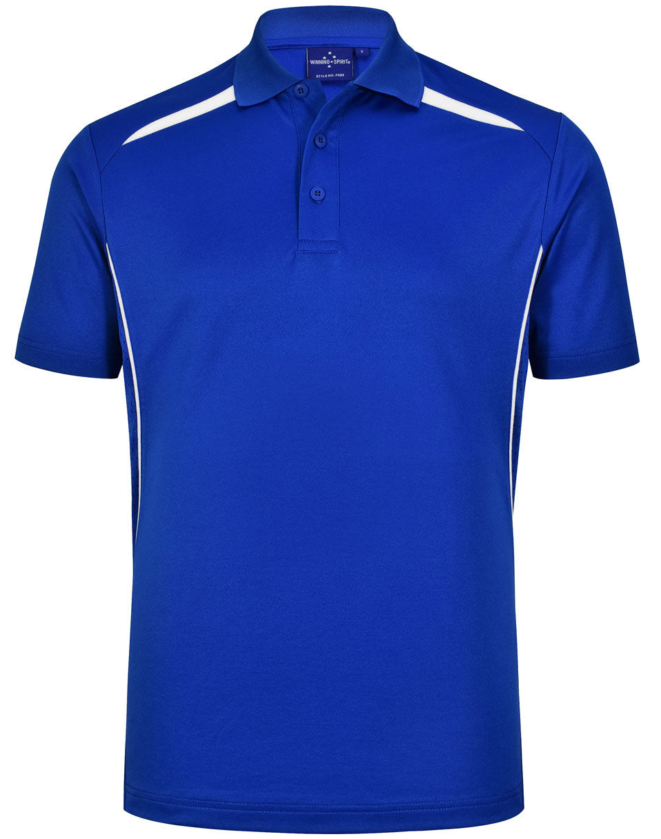 Men's Sustainable Poly/Cotton Contrast S/S Polo - Electric Blue/White