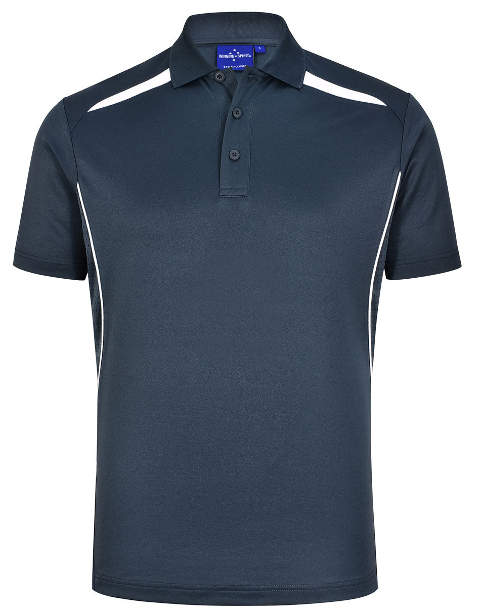 Men's Sustainable Poly/Cotton Contrast S/S Polo - Heavy Cloud/White