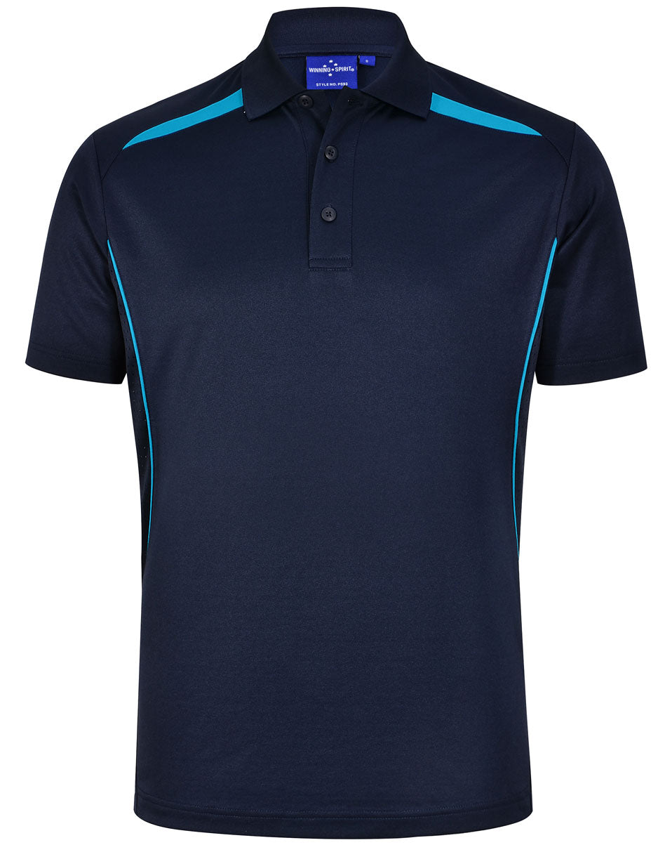 Men's Sustainable Poly/Cotton Contrast S/S Polo - Navy/Aqua Blue