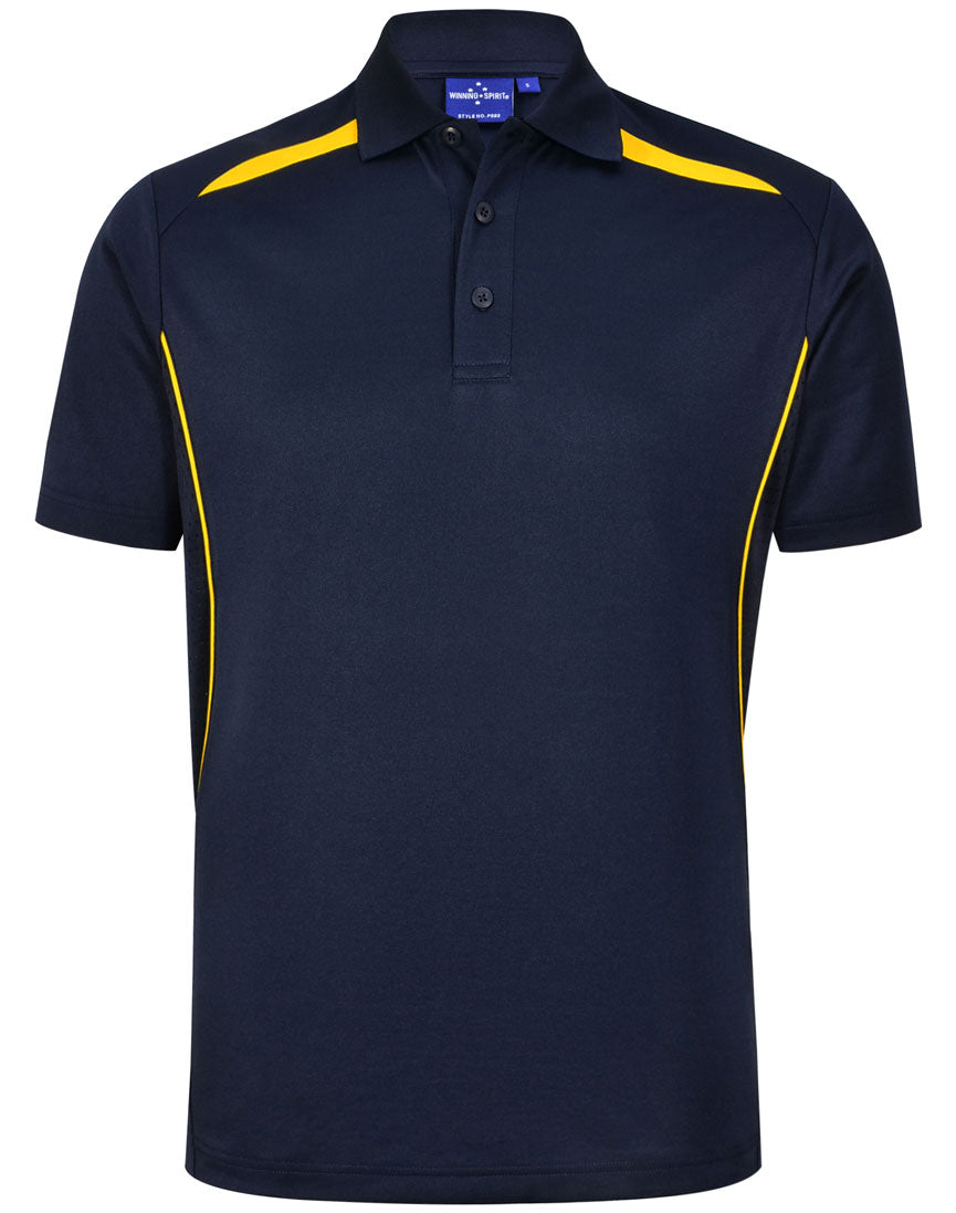 Men's Sustainable Poly/Cotton Contrast S/S Polo - Navy/Gold