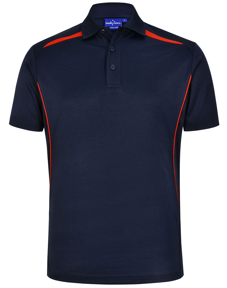 Men's Sustainable Poly/Cotton Contrast S/S Polo - Navy/Red