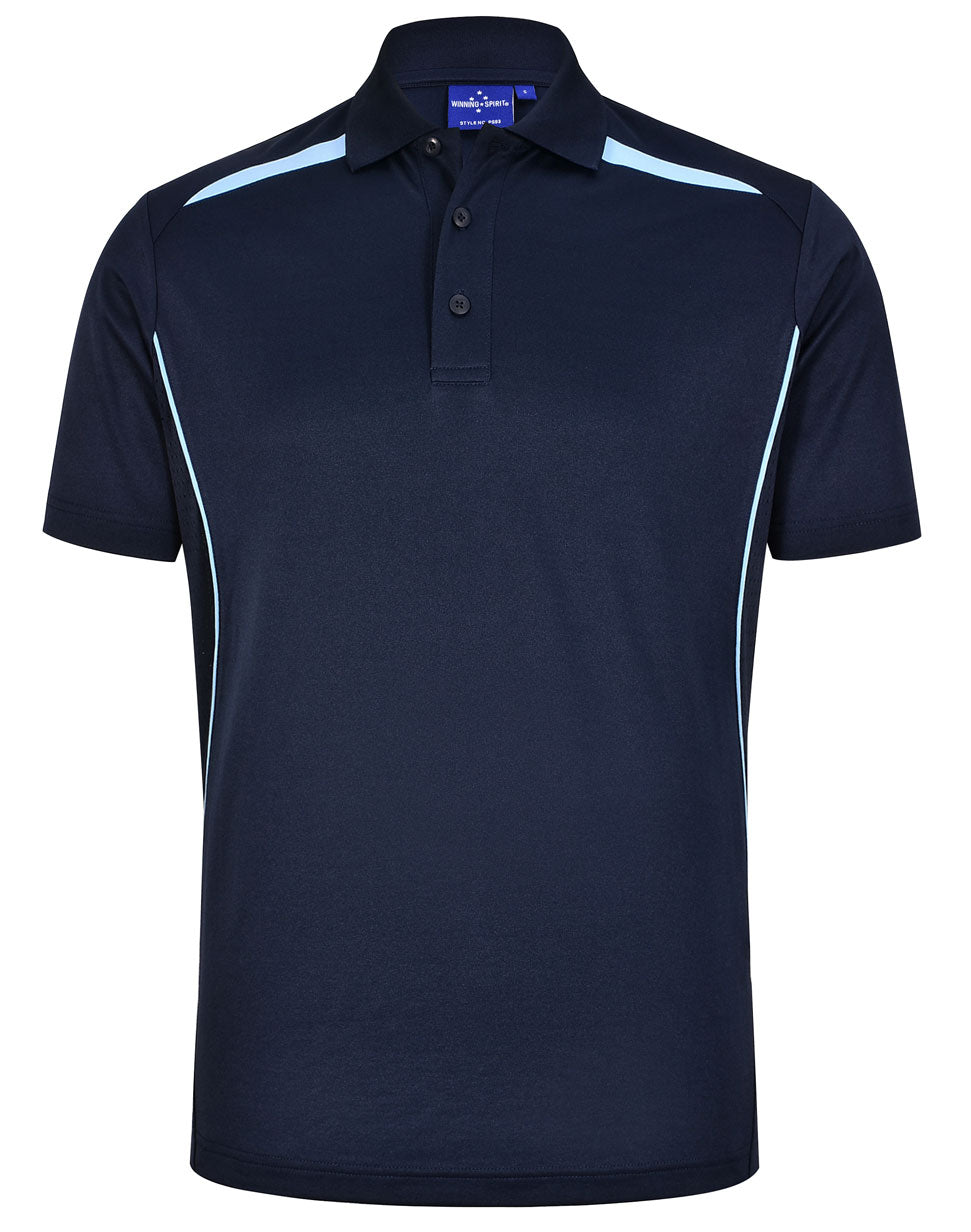 Men's Sustainable Poly/Cotton Contrast S/S Polo - Navy/Skyblue