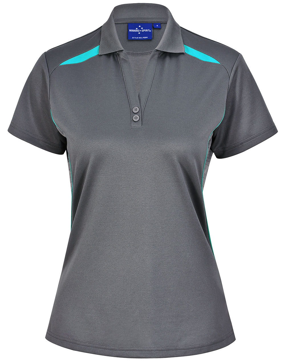 Ladies' Sustainable Poly/Cotton Contrast S/S Polo - Ash/Teal